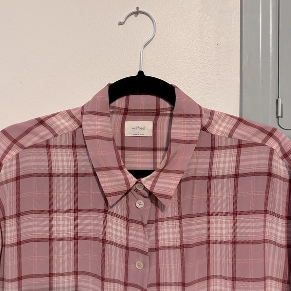 Aritzia Silk Plaid Buttondown - Picture 3 of 7